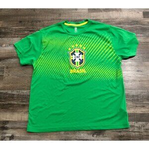 Brazil Brasil CBF Big Waves Mens XL Green Short Sleeve Soccer T Shirt